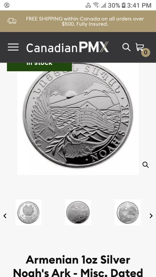 Armenian 1oz Silver Noah's Ark Coin