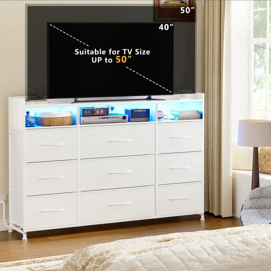White Storage Dresser with 9 Drawers image indicator(9)