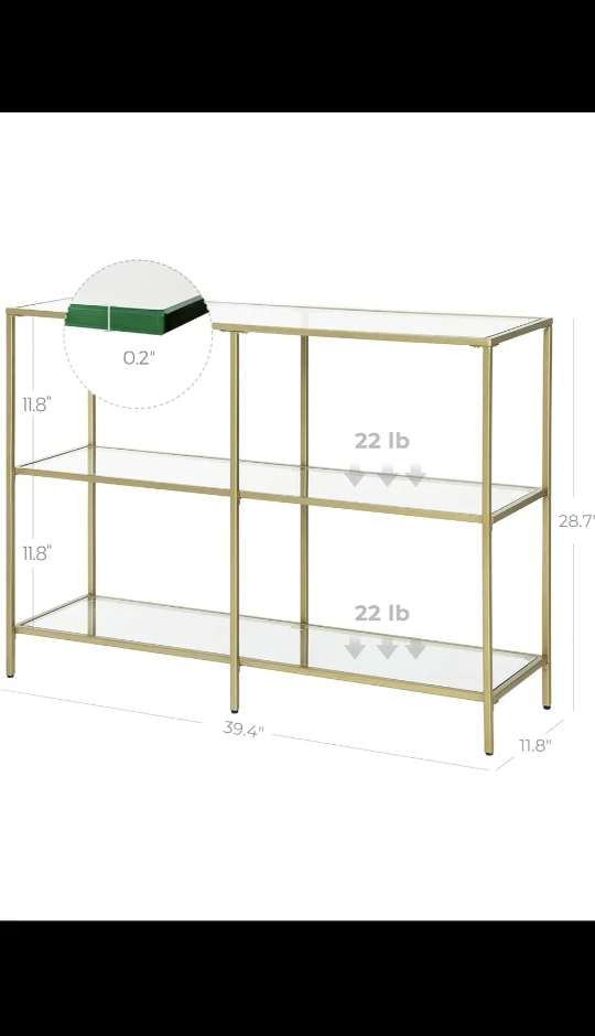 3-level Glass Gold Console Table *new - photo 5