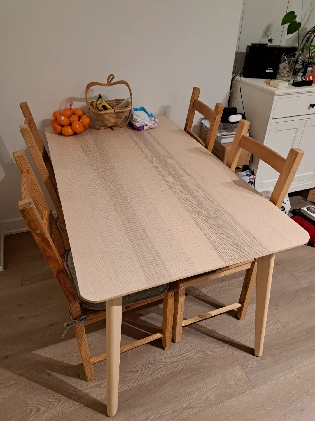 Ikea Wooden Dining Table with 4 Chairs