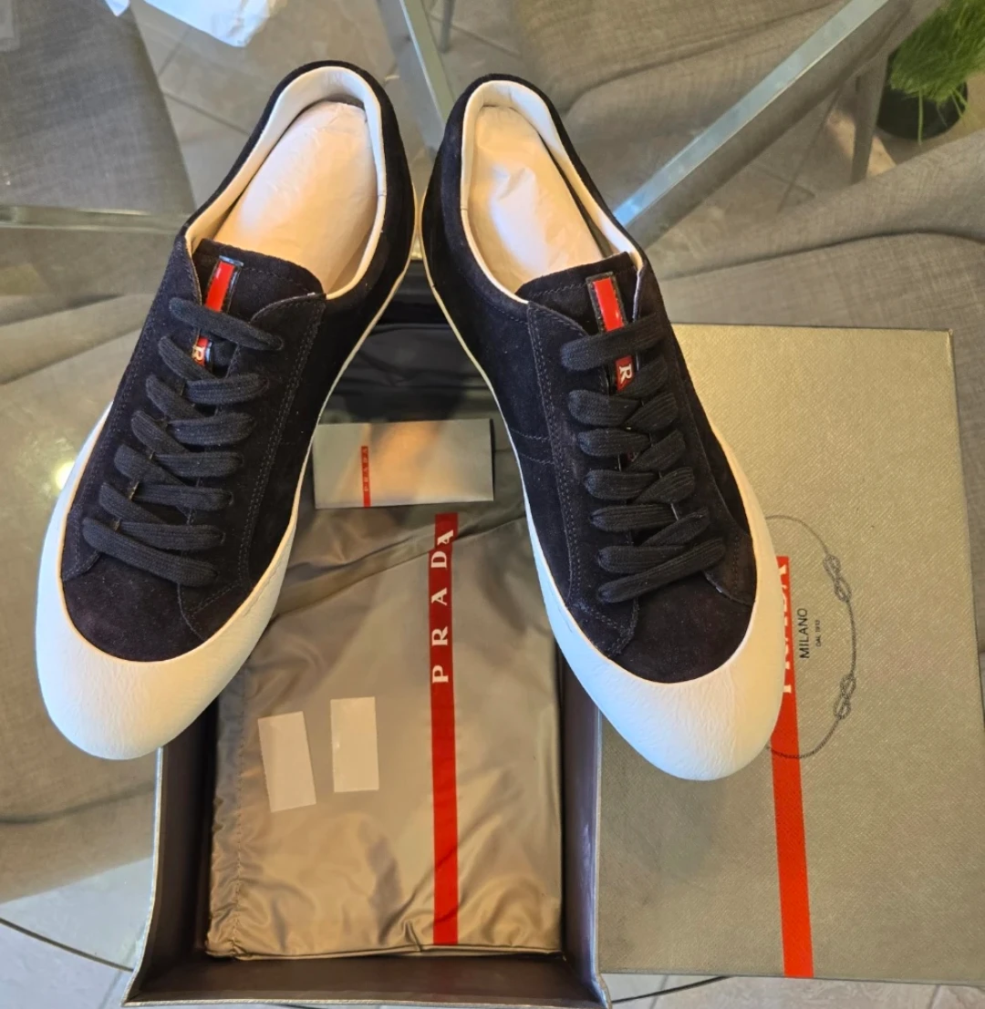 AUTHENTIC- Prada Black & White Sneakers, Box Included - photo 2