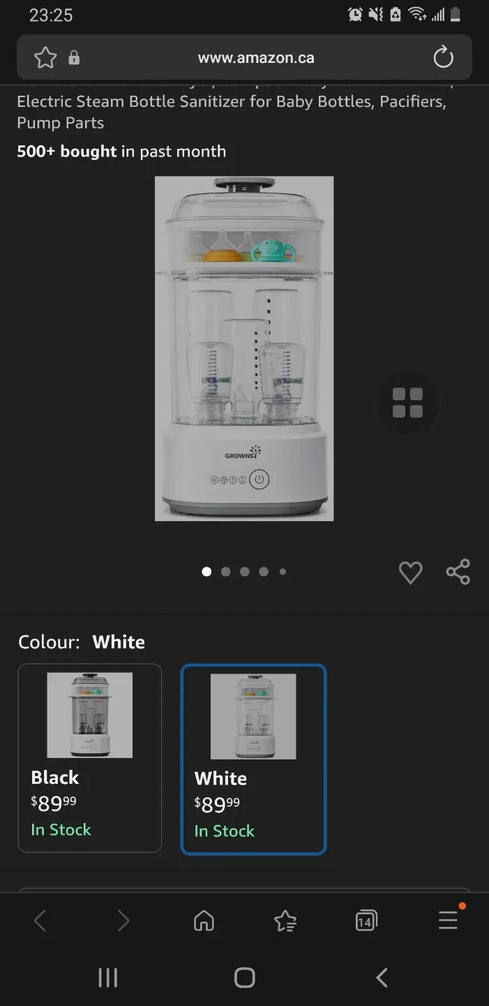 Grownsy Electric Steam Bottle Sterilizer And Dryer - White image indicator(2)