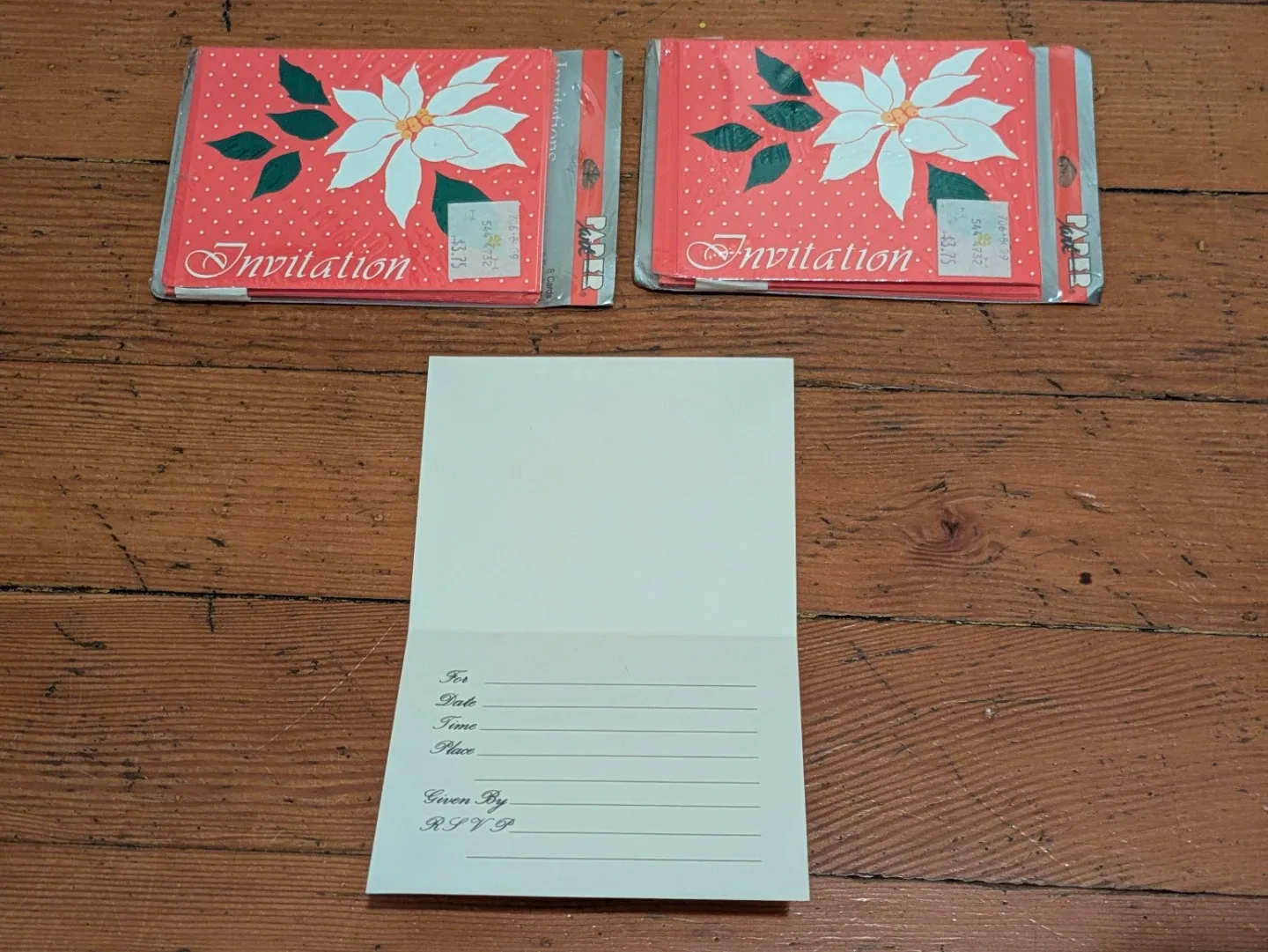 Vintage Paper Art Invitations - 8 Cards & Envelopes x2