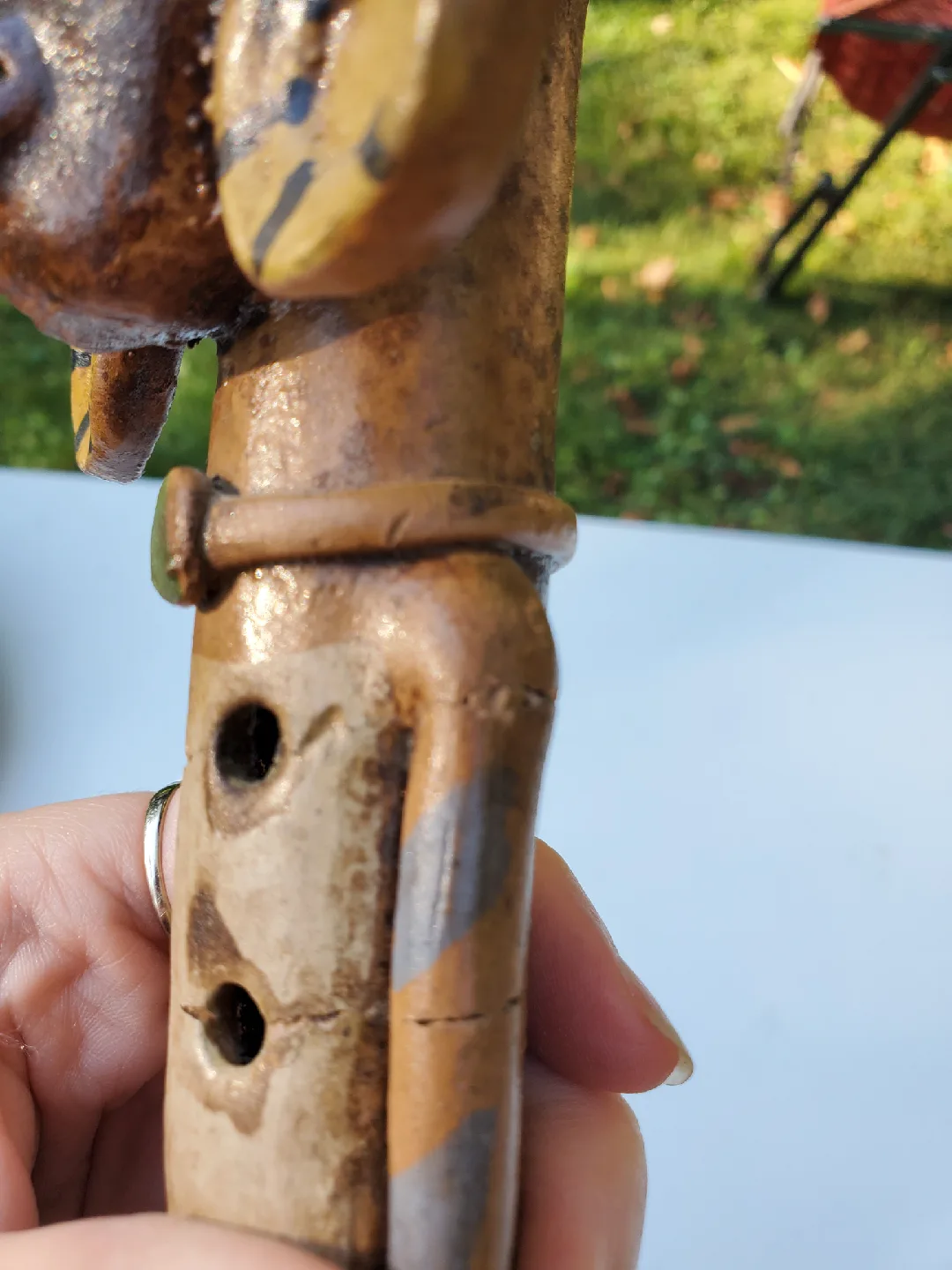 Vintage Hand Carved Aztec clay flute image indicator(4)