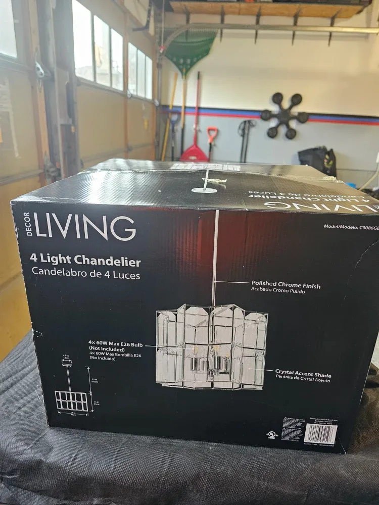 DECOR LIVING 4 Light Chandelier - New in Box! image indicator(3)