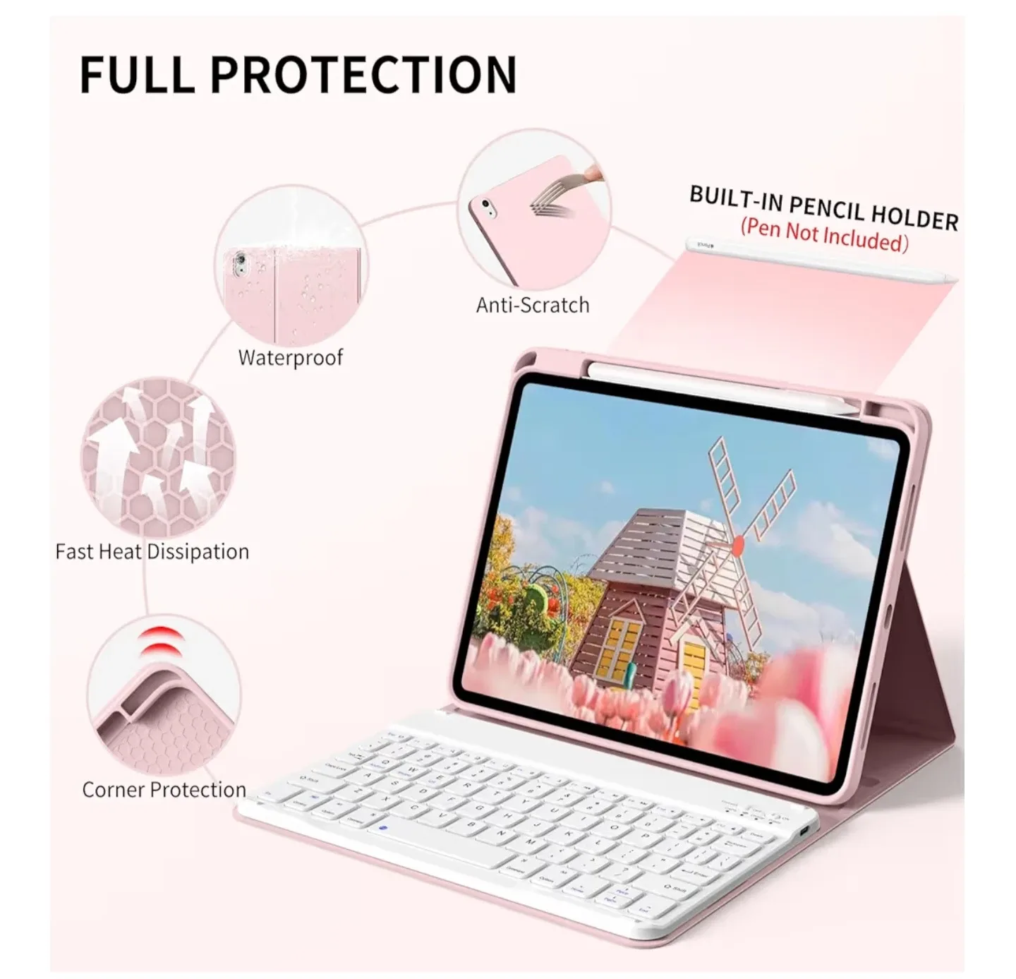 JKSML iPad 11/10.9" Keyboard Case - Pink thumbnail