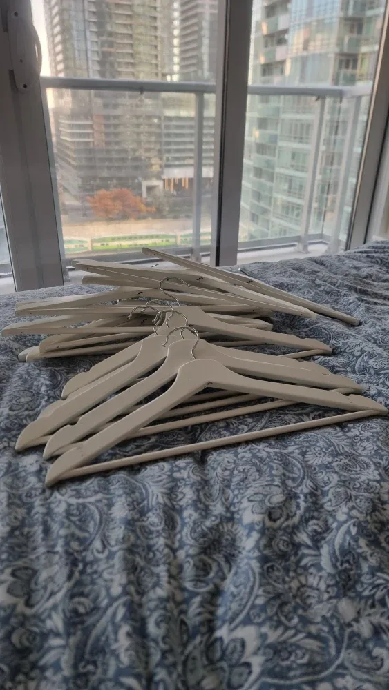 23 White Wooden Clothes Hangers