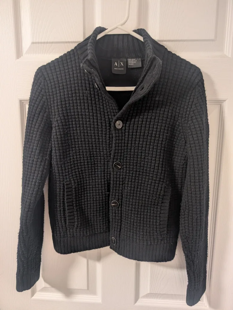 Armani Exchange Black Knit Cardigan women's XS image indicator(3)