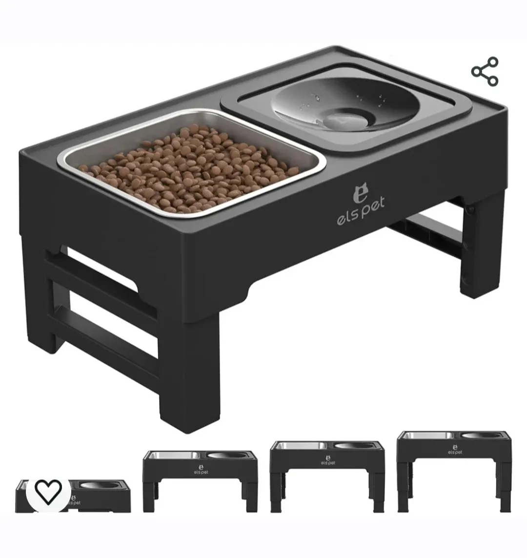 ELS PET Elevated Dog Bowls 4 Heights Adjustable, Raised Dog ...