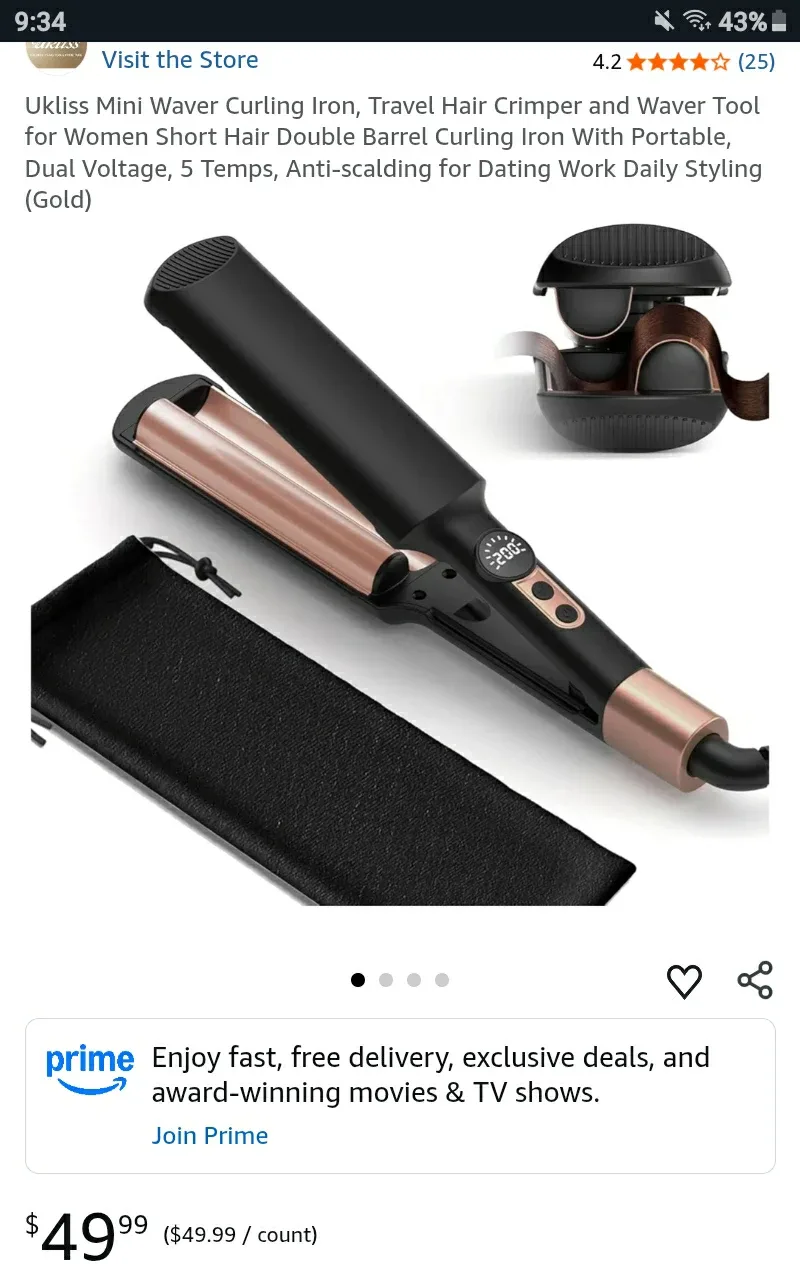 🆕 Ukliss Mini Waver Curling Iron - Retails $49.99+Tx image indicator(4)