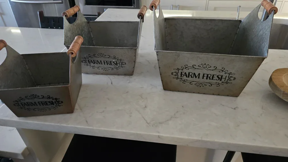 Farm Fresh Metal Storage Baskets with Handles