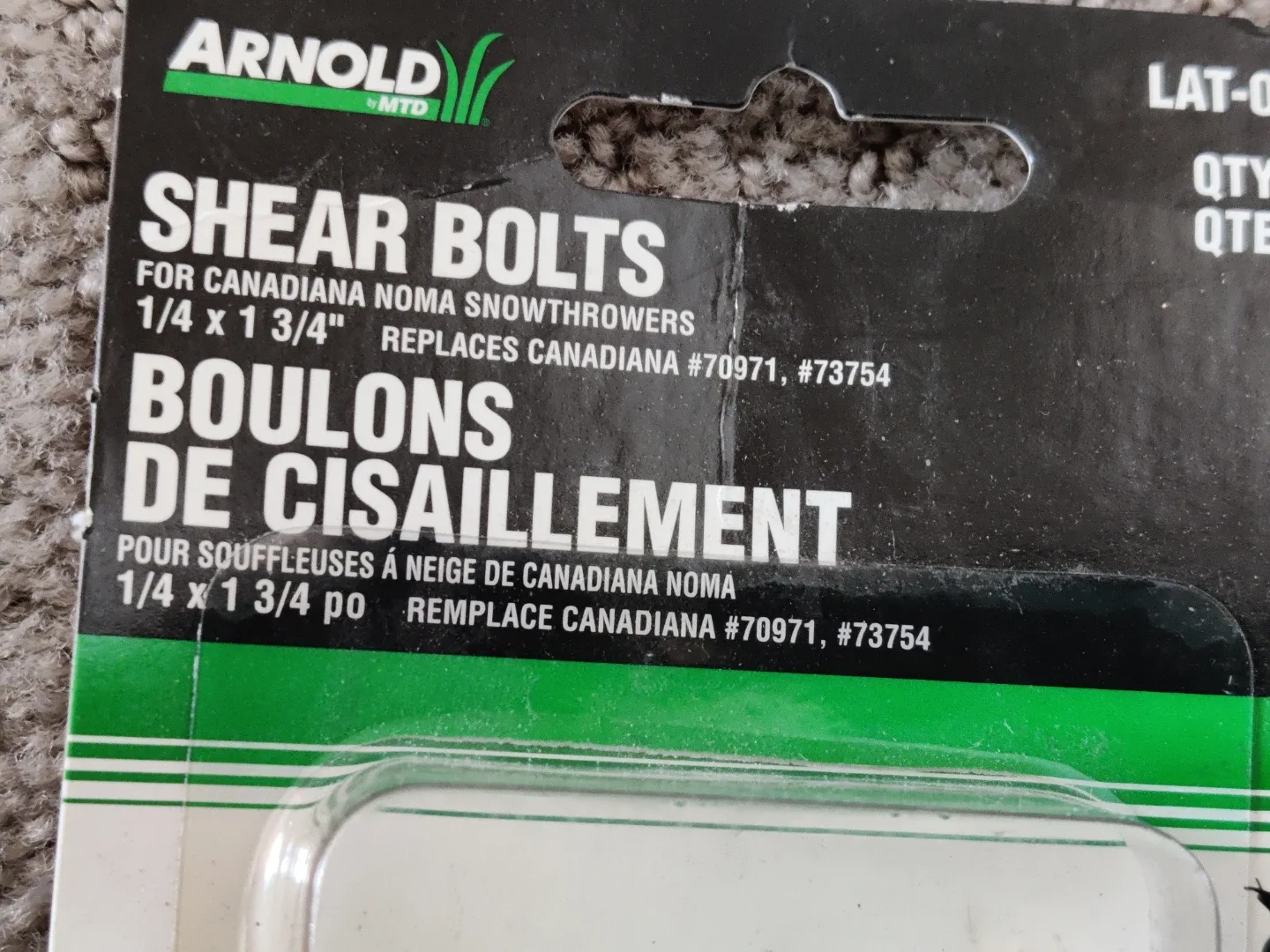 Noma / Canadiana Snow Blower Thrower Shear Bolt Kit - Set of 2 image indicator(3)