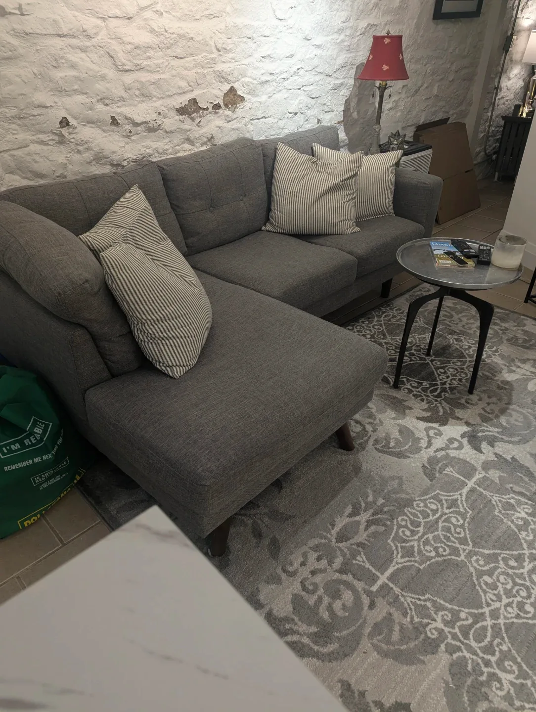 Grey Sectional Sofa with bespoke Pillows image indicator(2)