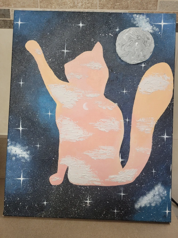 Cat in Space Painting 16x20♻️ freecylle