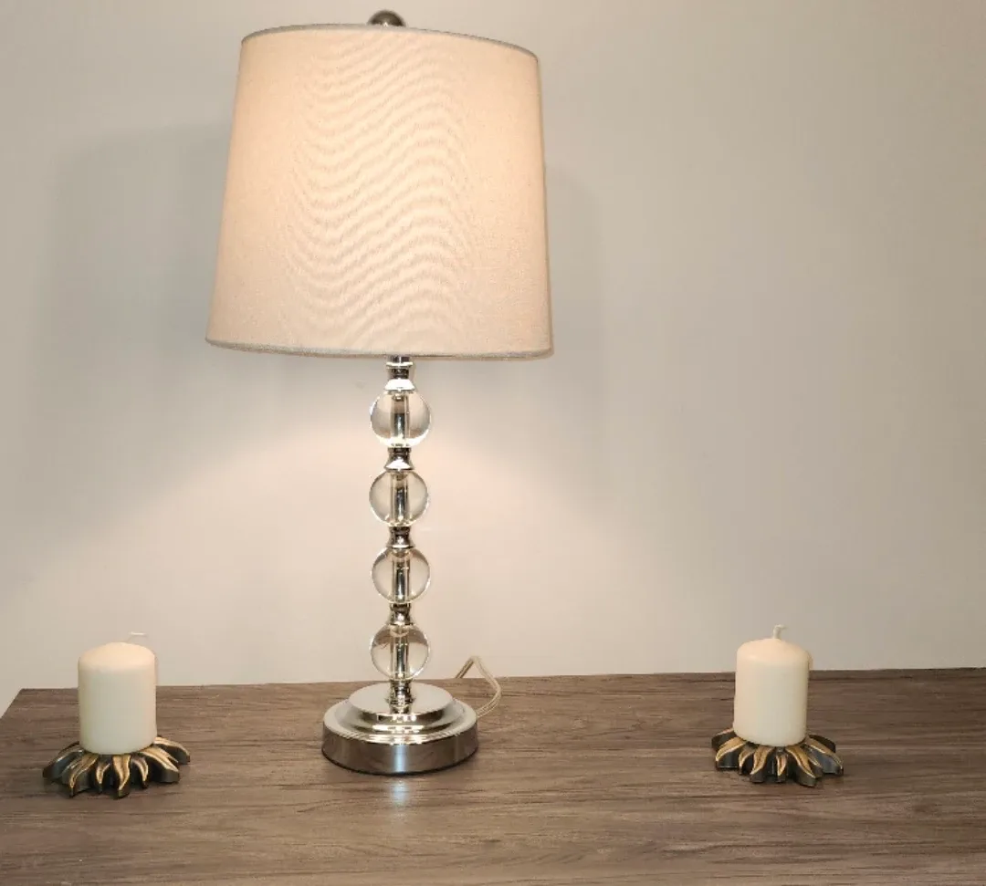 Table Lamp with crystal  ball and Chrome Bases Decorative