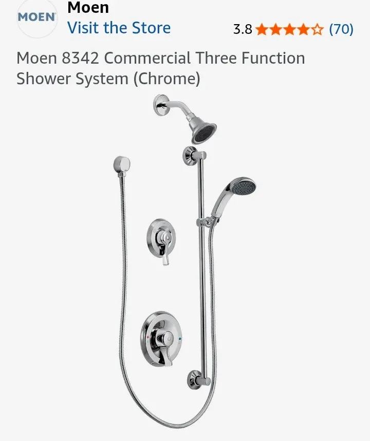 Moen T8342 Commercial Shower System - Chrome Finish image indicator(3)