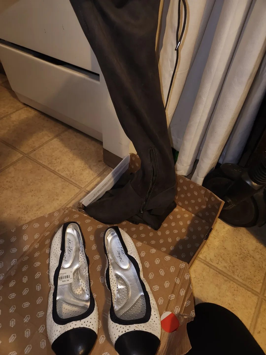 Call It Spring White Boots & Black/White Flats - Size 6 thumbnail