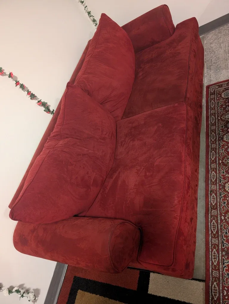 Red Oversized Armchair and Couch