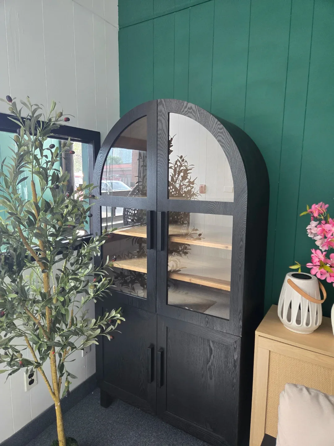 Black Arched Glass Door Cabinet image indicator(2)