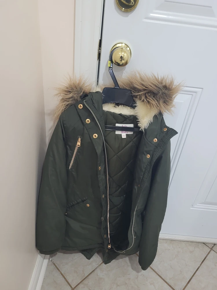 BELLA AND BIRDIE Girls Olive Green Winter Parka - Size L - photo 2