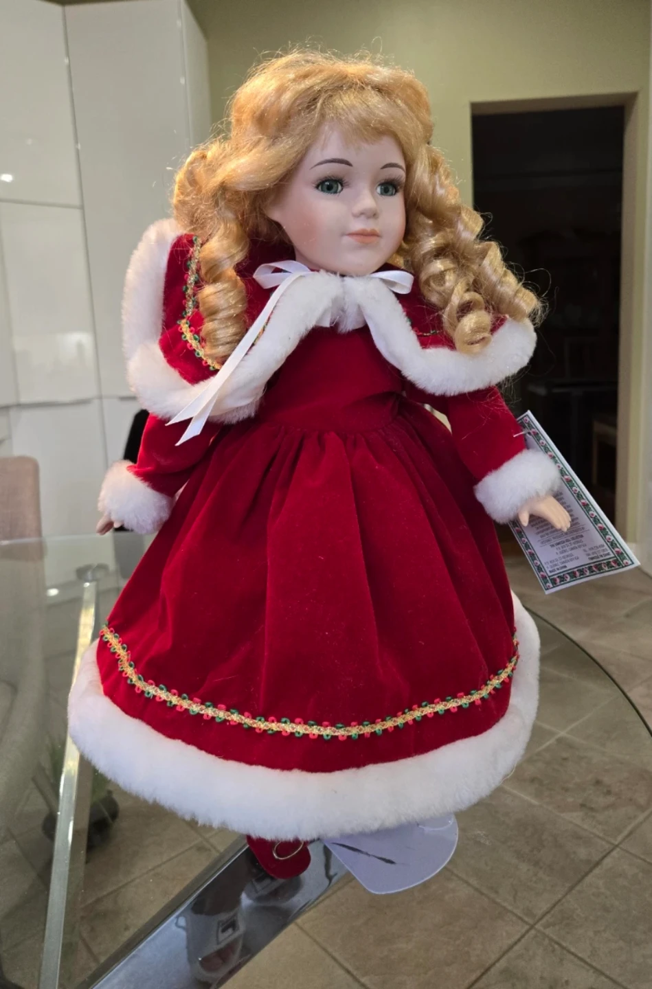 Collectible Porcelain Doll in Red Dress - photo 2