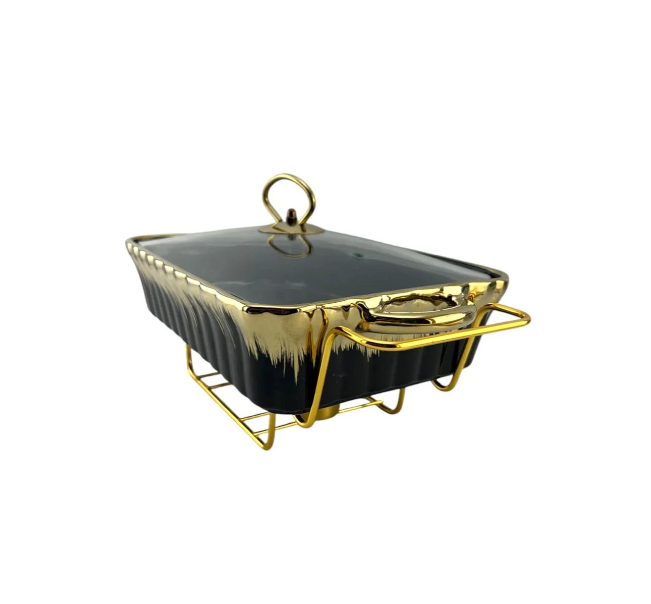 Black and Gold 3 piece Buffet Dish Set - photo 4