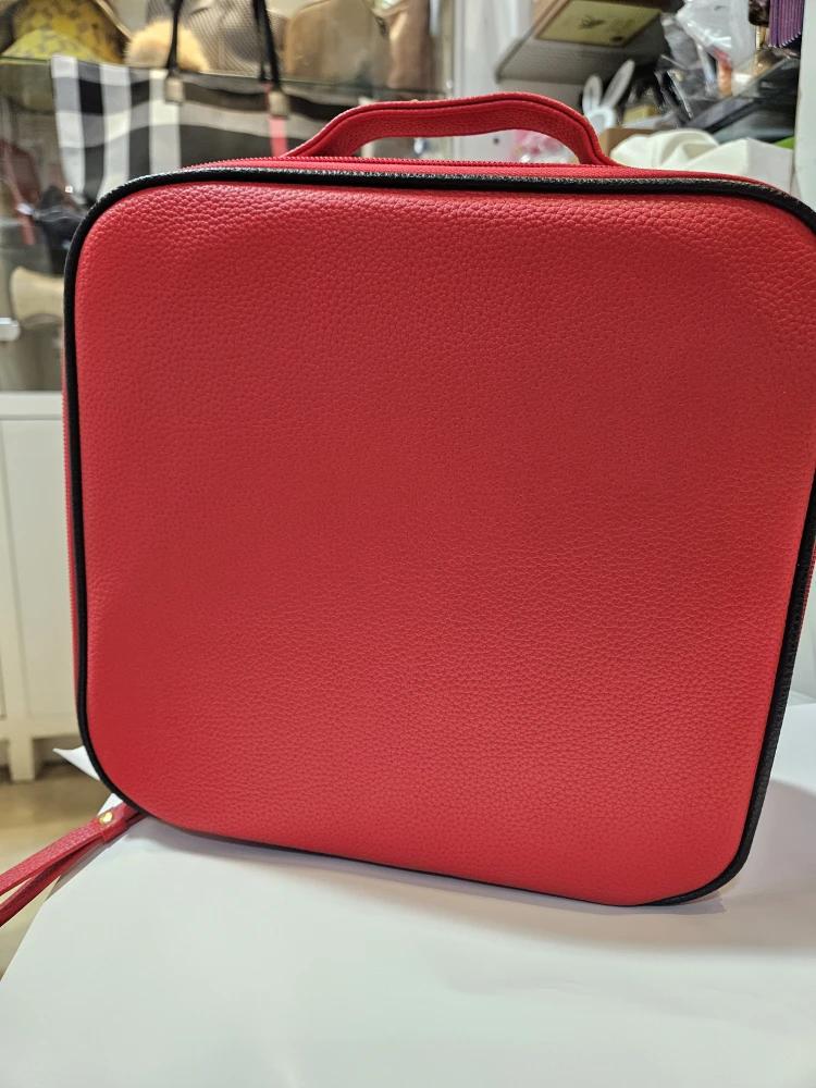 Red Studded Handle Makeup/Cosmetic Case