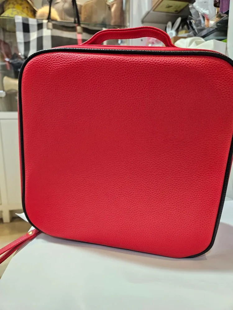Red Studded Handle Makeup/Cosmetic Case
