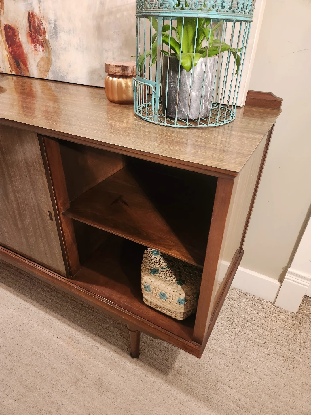 mid Century display Console Table with hidden storage - photo 2