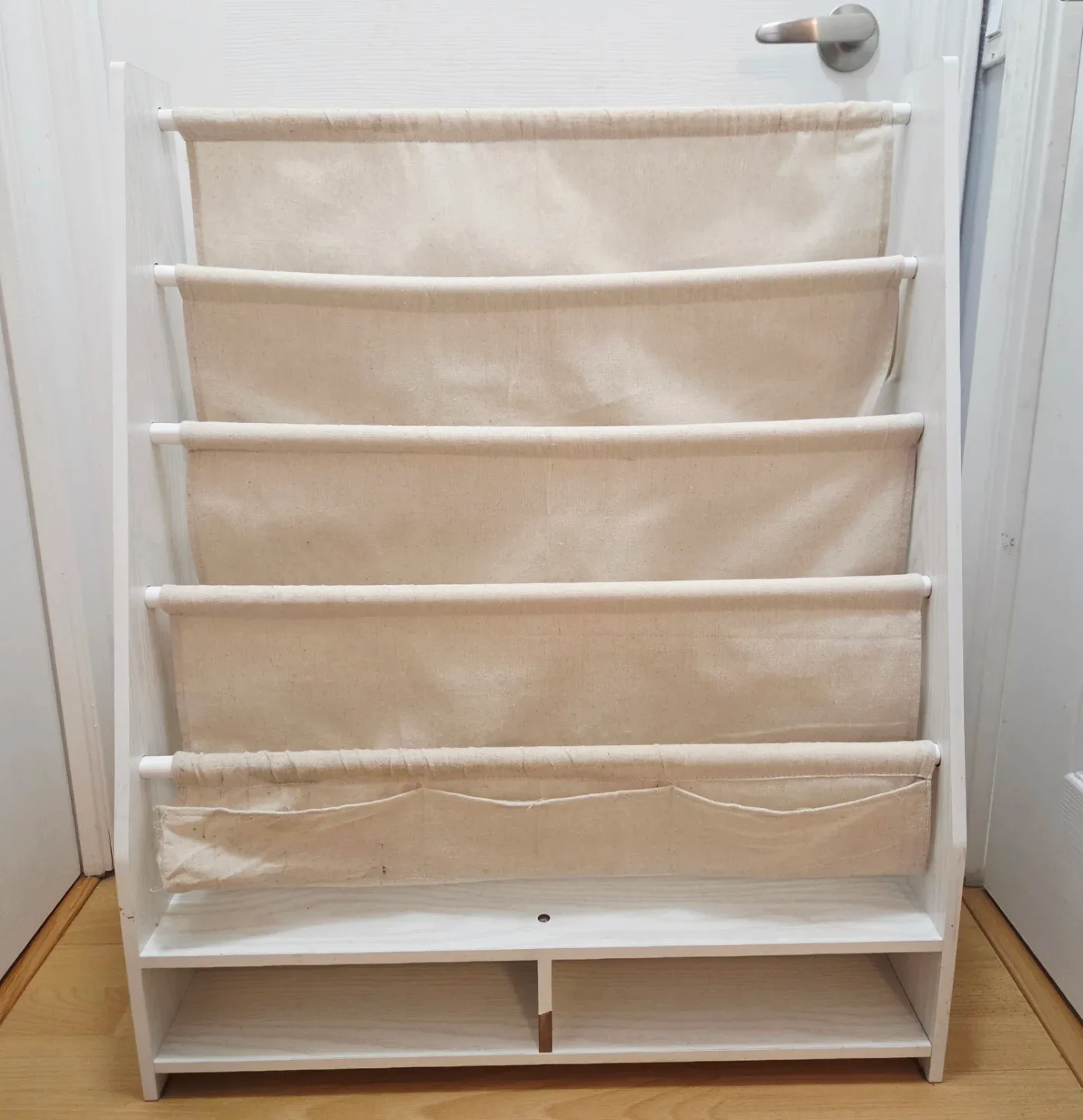 Kids White Sling Bookshelf