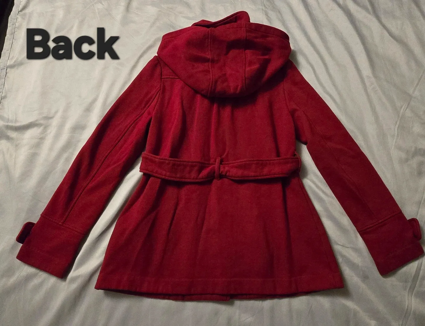 Forever 21 Red Hooded Pea Coat! - Size Women's Medium image indicator(7)