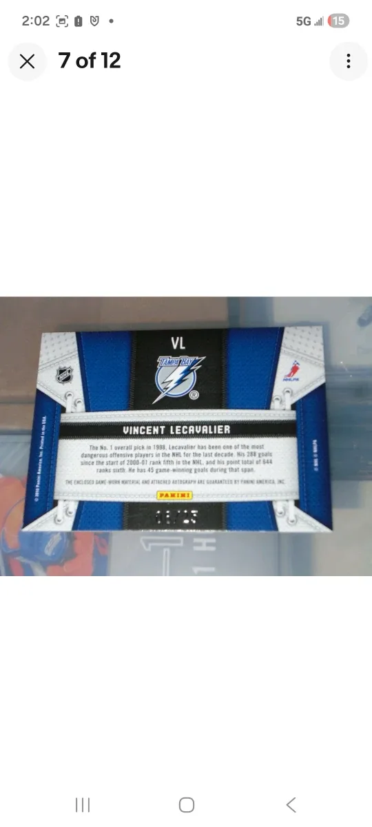 Panini/Vincent Lecavalier/Martin St. Louis/Autos/Card Lot image indicator(5)