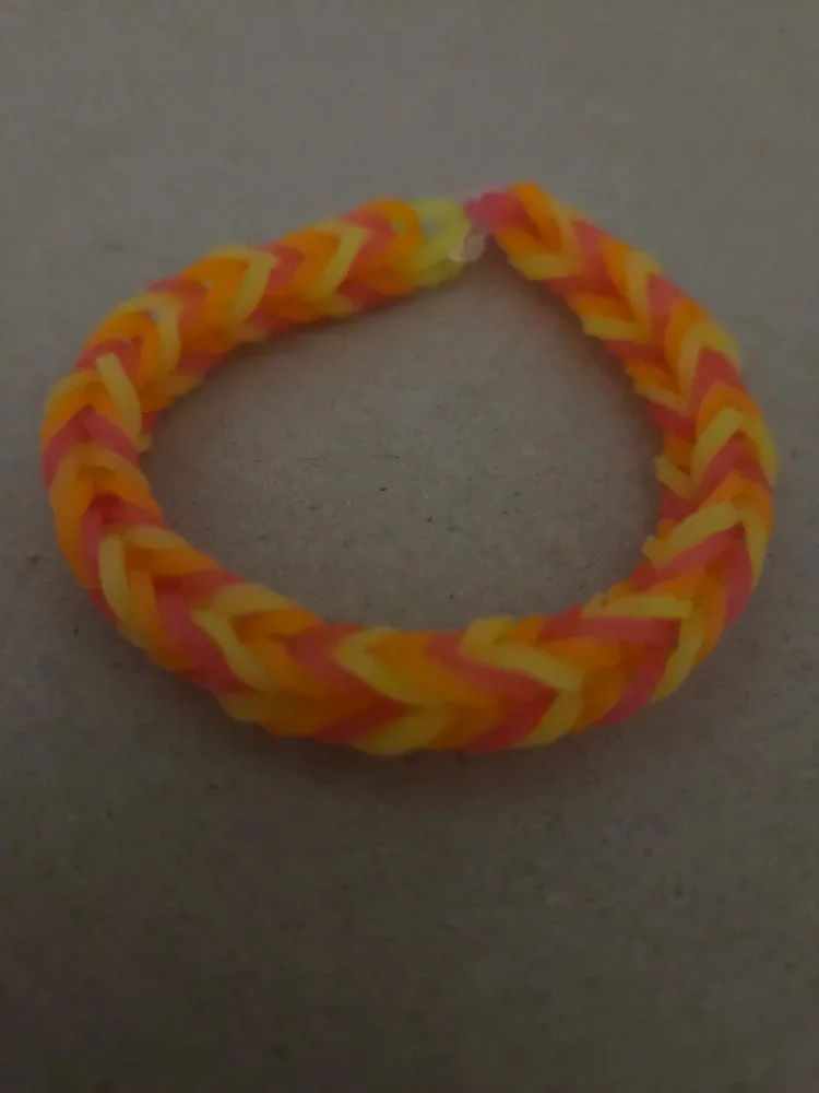 Handmade Loom Bracelet - Orange, Yellow, Pink