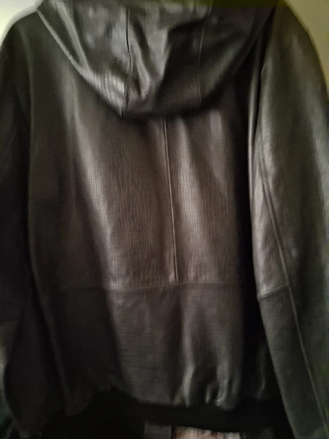 DKNY Black Leather Hooded Jacket image indicator(2)
