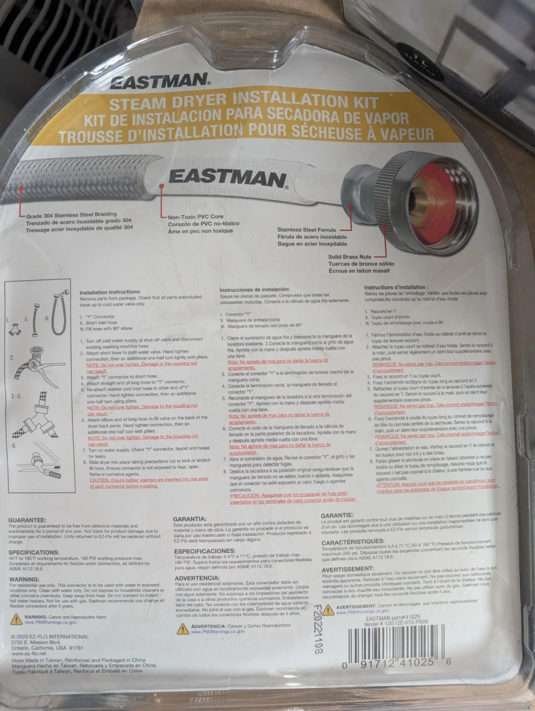 Eastman Steam Dryer Installation Kit - New in Box - photo 2
