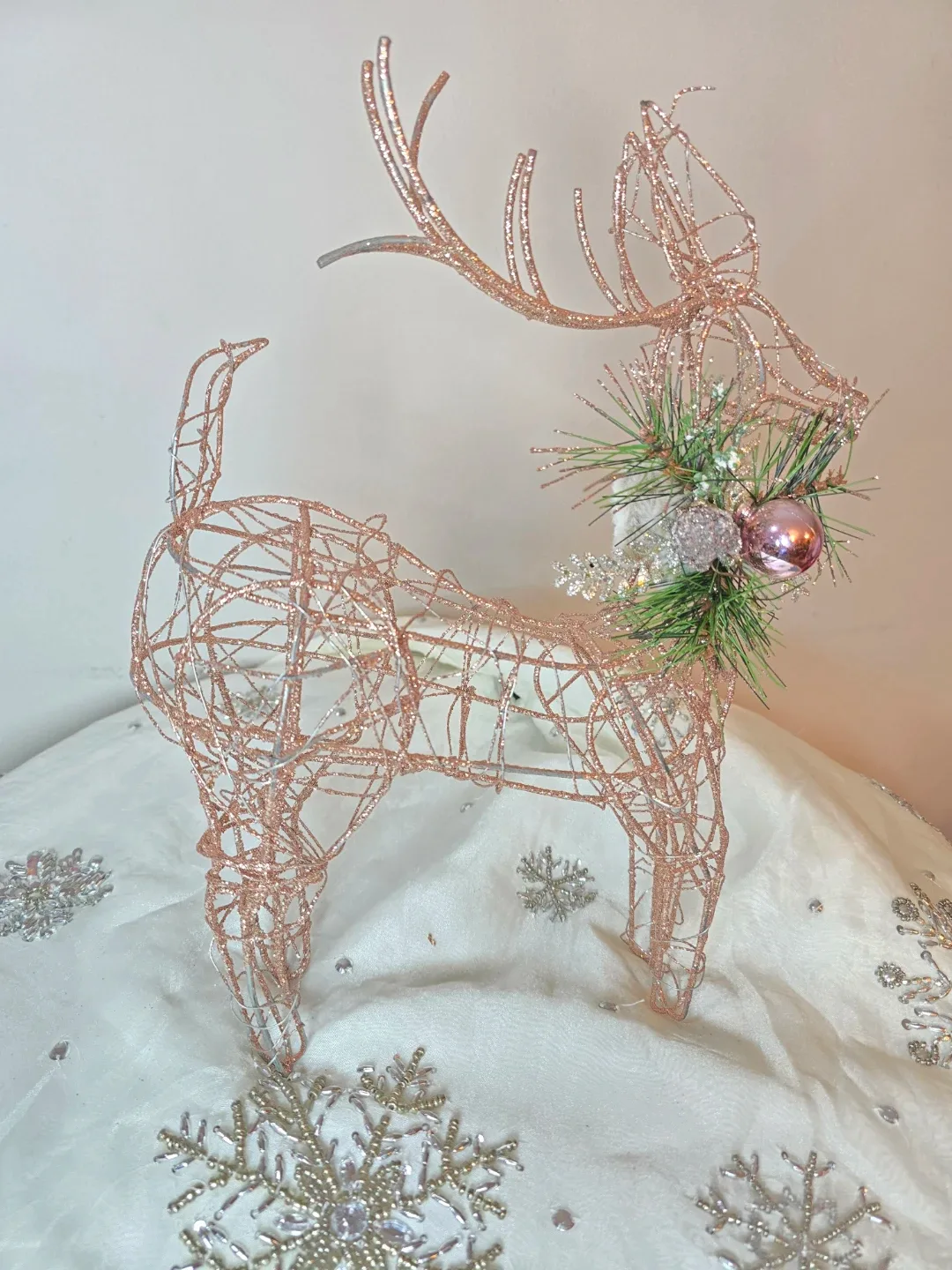 Rose Gold Glitter Reindeer Decoration image indicator(3)
