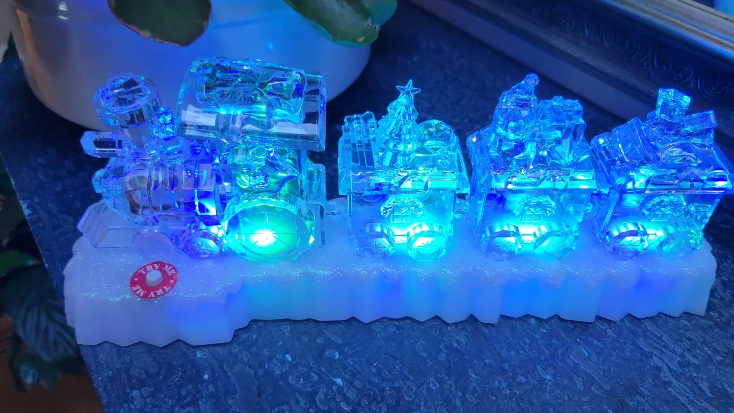 BrandNew LED Lighted Musical Crystal Train Plays8 XmasTunes image indicator(5)