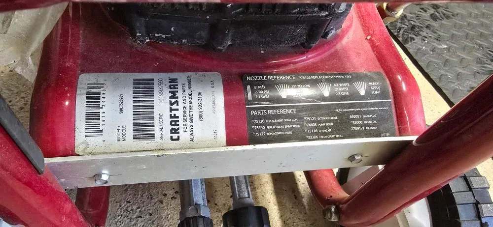 Craftsman 2700 PSI 2.3 Max GPM Pressure Washer image indicator(3)