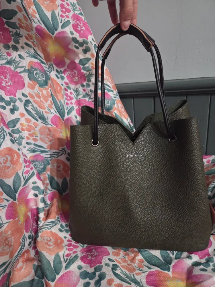 Pixie Mood Olive Green Bucket Bag vegan leather