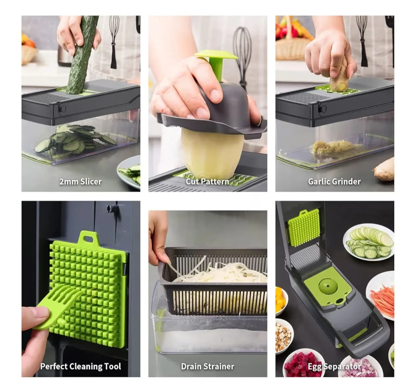 Vegetable Chopper - Grey and Green image indicator(4)