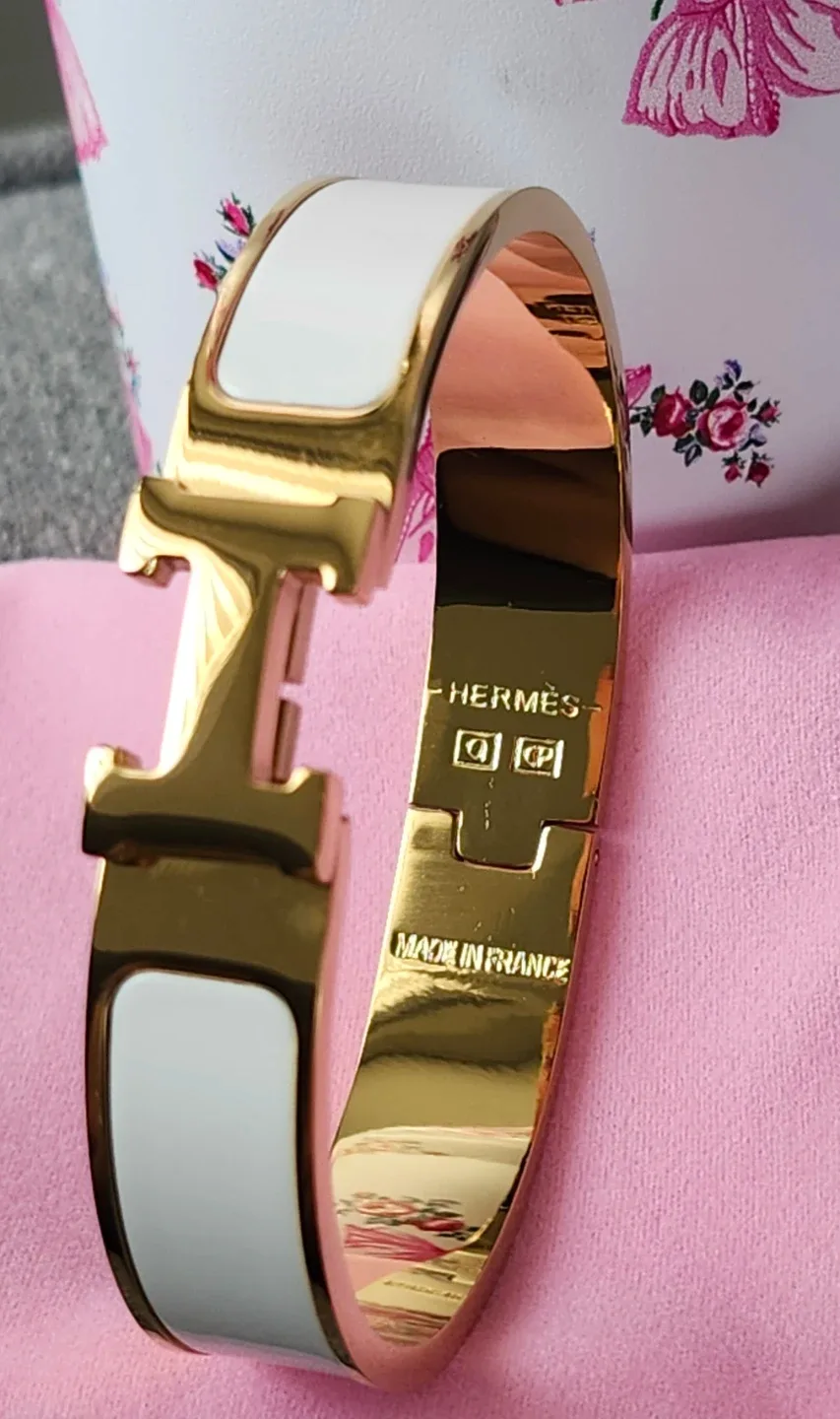 Hermès Clic H Bracelet - Gold & White image indicator(2)