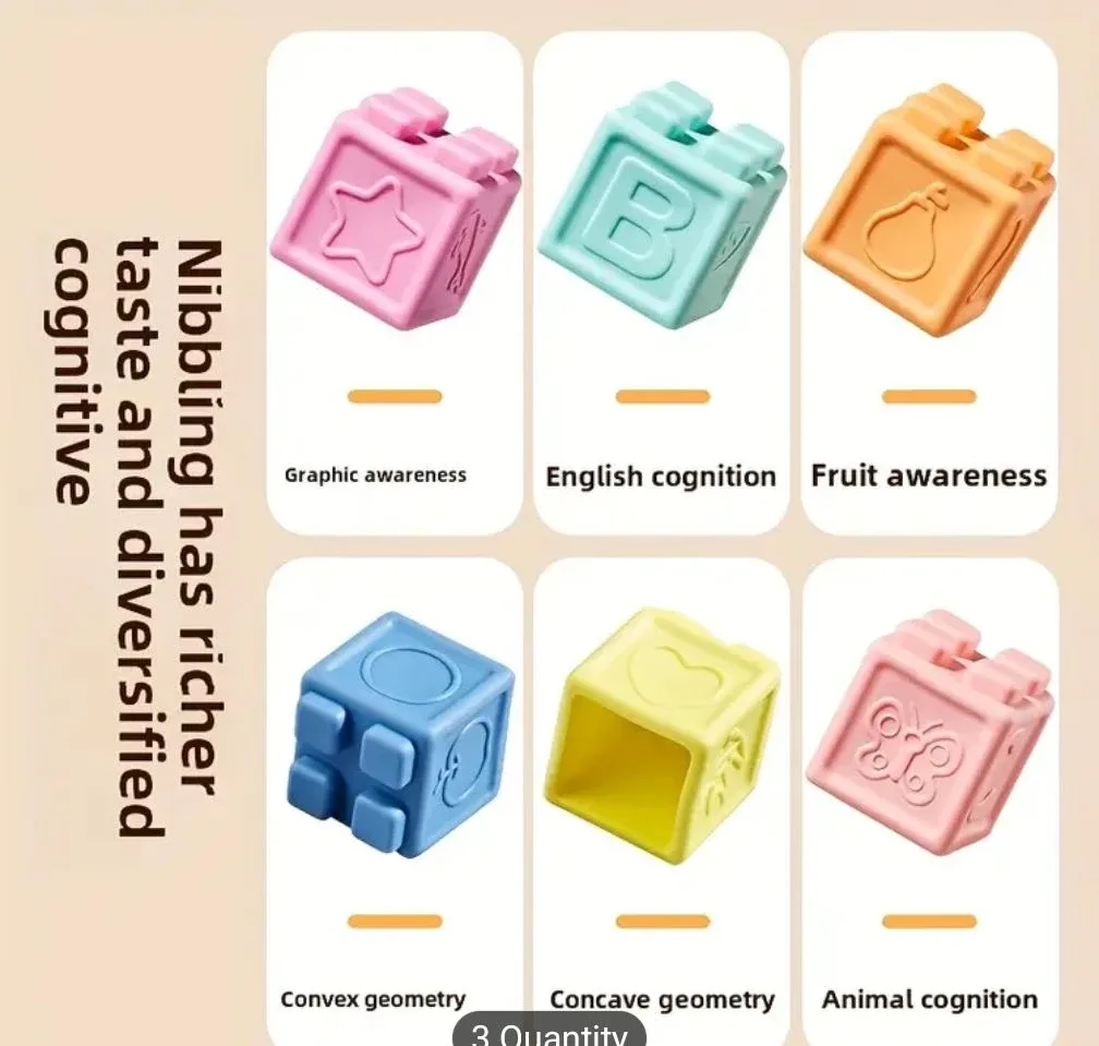 Baby Building Blocks - Educational Toy - Soft and Rubbery image indicator(3)
