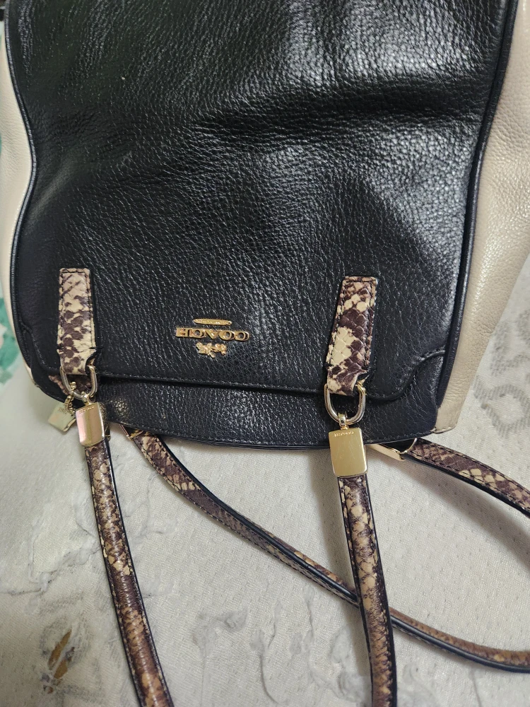 Coach Black/Beige Leather Satchel purse