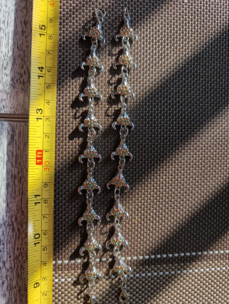 Dangle Earrings - Silver Tone, Turquoise Accent