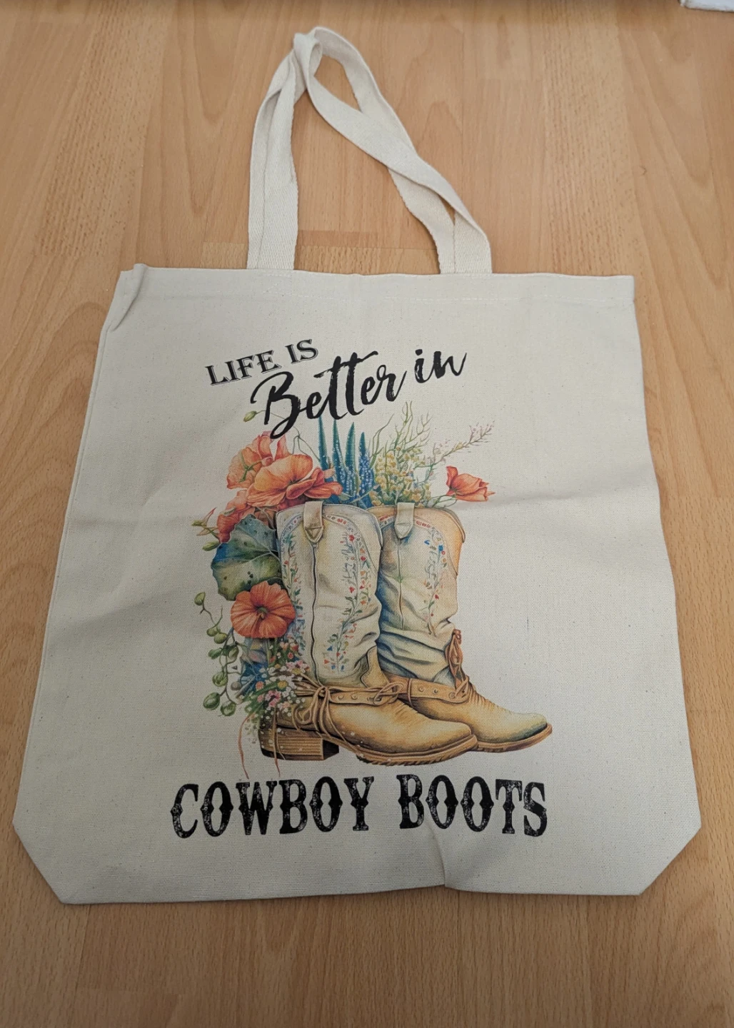 Brand New Life is Better in Cowboy Boots Graphic Tote Bag