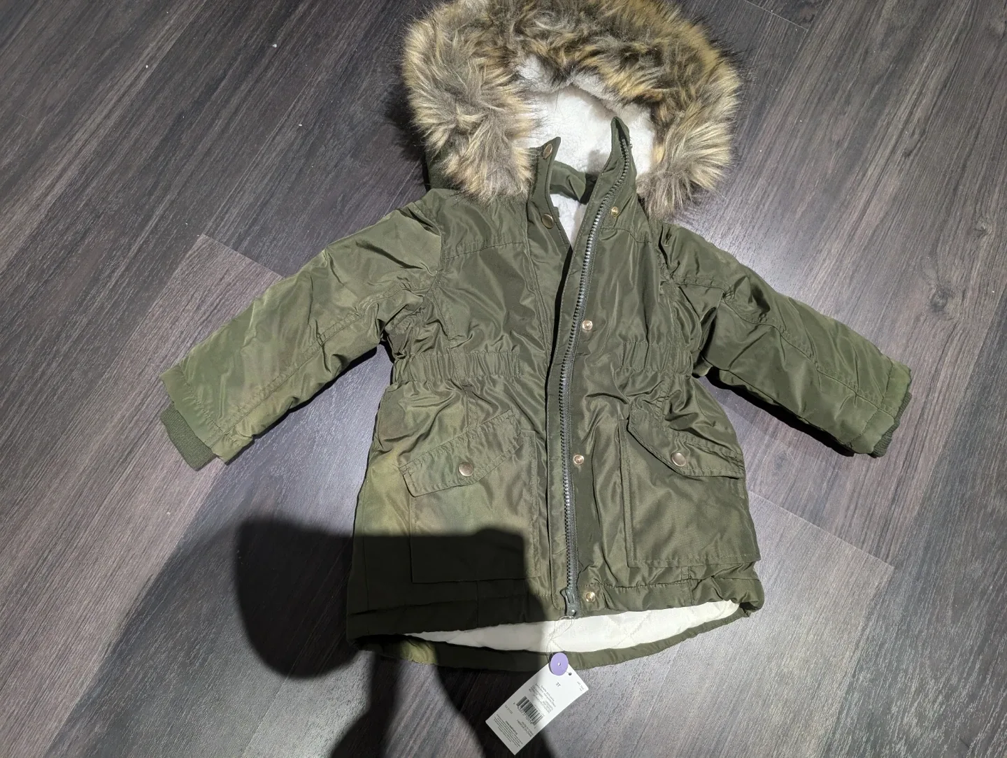 Olive Green Puffer Jacket - Size 3T thumbnail