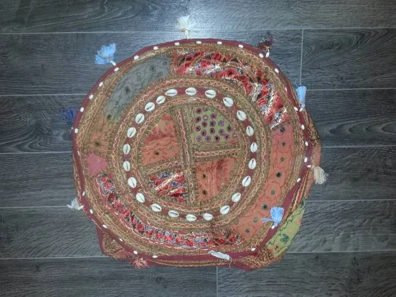 🥕 Brand New Fair Trade Indian Cotton Storage Ottoman Pouffe image indicator(2)