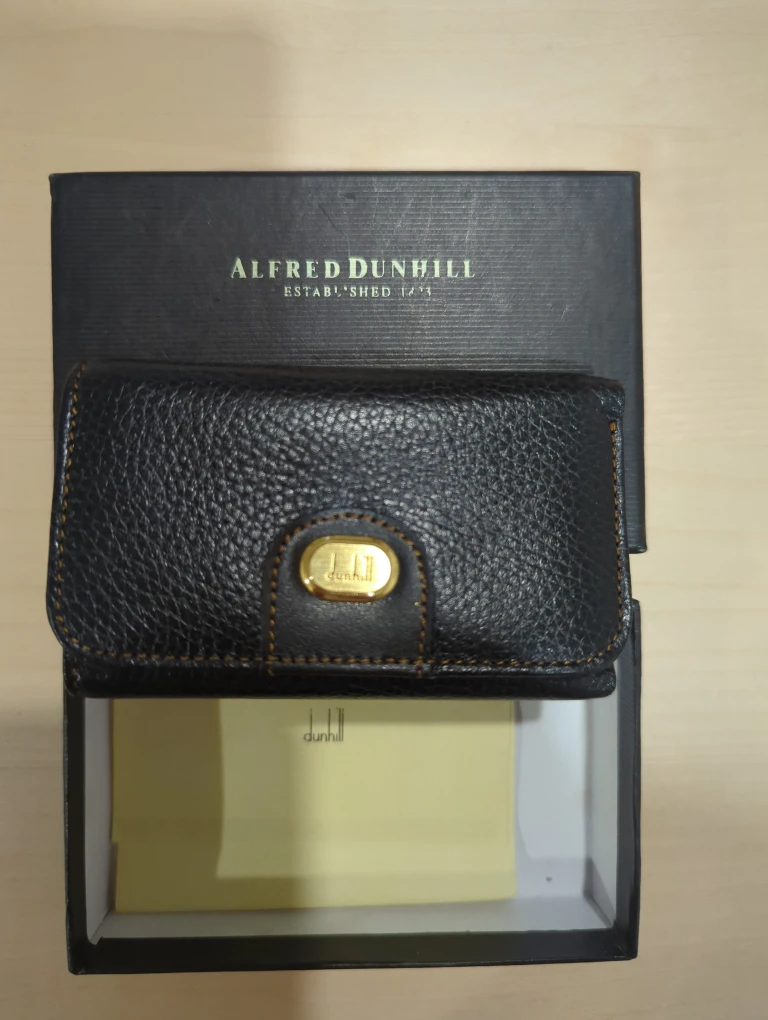 ⭐Alfred Dunhill Black Leather Key Case with Box