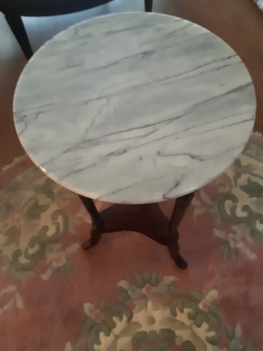 Marble Top Accent Table - Dark Wood image indicator(2)