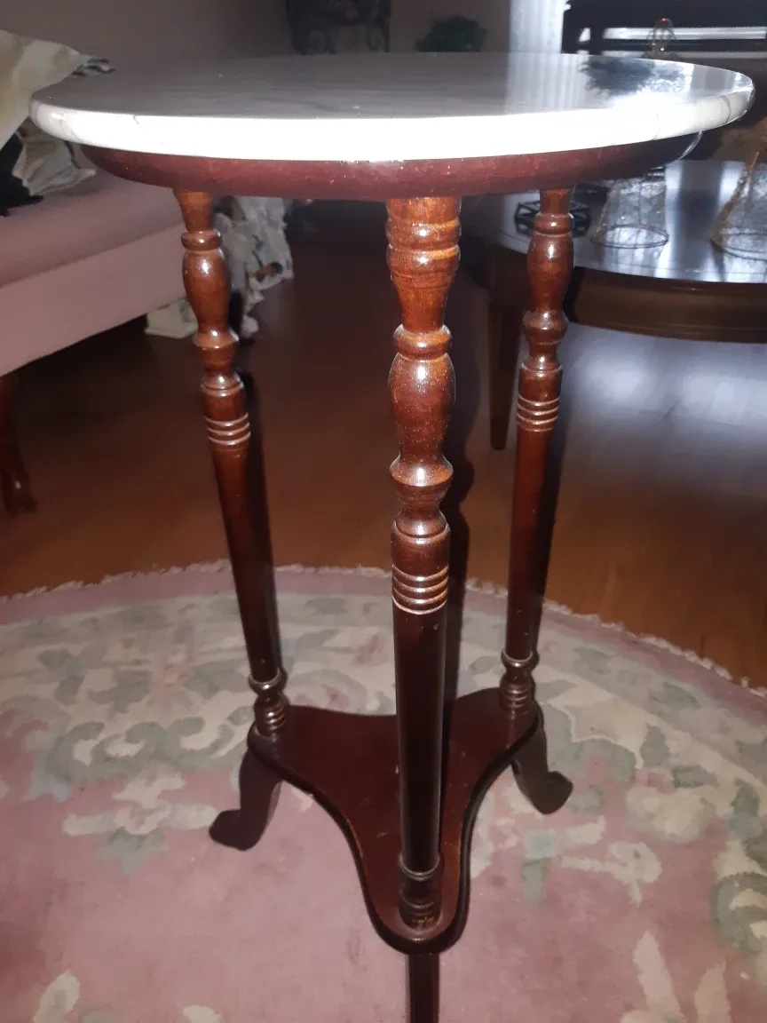 Marble Top Accent Table - Dark Wood image indicator(3)